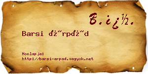 Barsi Árpád névjegykártya